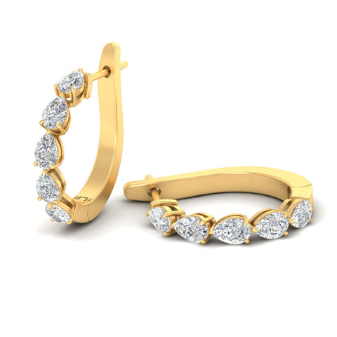 2 Carat Shared Prong Pear Diamond Hoop Earrings