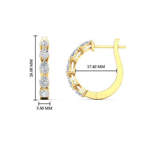 2 Carat Shared Prong Pear Diamond Hoop Earrings