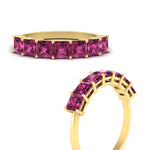 Load image into Gallery viewer, 2-carat-princess-cut-7-pink-sapphire-anniversary-band-in-yellow-gold-fdwb179prgsadrpiangle3-2.00ct-nl-yg.jpg