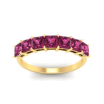 Load image into Gallery viewer, 2-carat-princess-cut-7-pink-sapphire-anniversary-band-in-yellow-gold-fdwb179prgsadrpiangle5-2.00ct-nl-yg.jpg