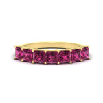 Load image into Gallery viewer, 2-carat-princess-cut-7-pink-sapphire-anniversary-band-in-yellow-gold-fdwb179prgsadrpisleep-2.00ct-nl-yg.jpg