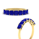 Load image into Gallery viewer, 2-carat-princess-cut-7-sapphire-anniversary-band-in-yellow-gold-fdwb179prgsablangle3-2.00ct-nl-yg.jpg