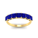Load image into Gallery viewer, 2-carat-princess-cut-7-sapphire-anniversary-band-in-yellow-gold-fdwb179prgsablangle5-2.00ct-nl-yg.jpg