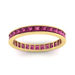 Load image into Gallery viewer, 2-carat-princess-cut-channel-set-pink-sapphire-wedding-band-in-yellow-gold-FDEWB160PRBGSADRPIANGLE5-2.00CT-NL-YG.jpg?v=1766128416