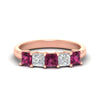 Load image into Gallery viewer, 2-carat-princess-cut-five-stone-pink-sapphire-anniversary-ring-in-rose-gold-fdwb8008prgsadrpisleep-2.00ct-nl-rg.jpg