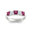 Load image into Gallery viewer, 2-carat-princess-cut-five-stone-pink-sapphire-anniversary-ring-in-white-gold-fdwb8008prgsadrpiangle5-2.00ct-nl-wg.jpg