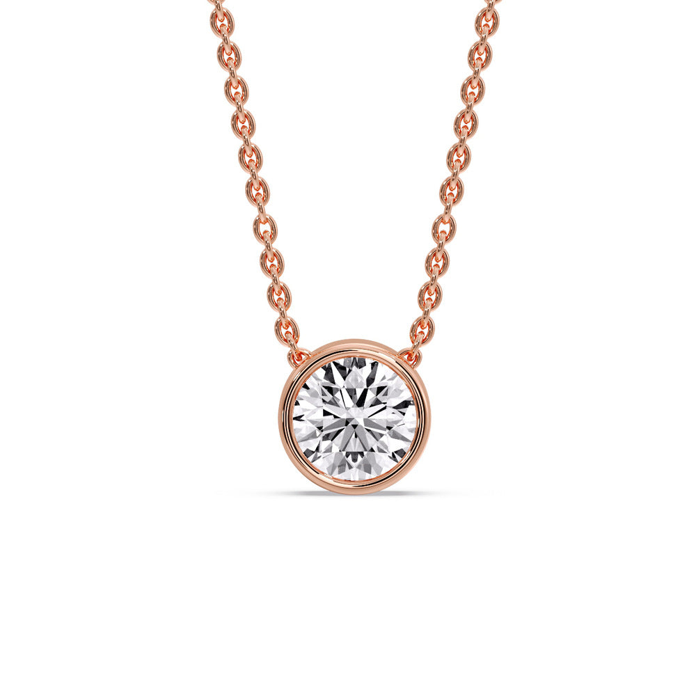 2 Carat Round Bezel Solitaire Diamond Pendant