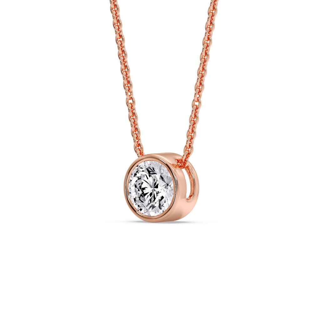 2 Carat Round Bezel Solitaire Diamond Pendant