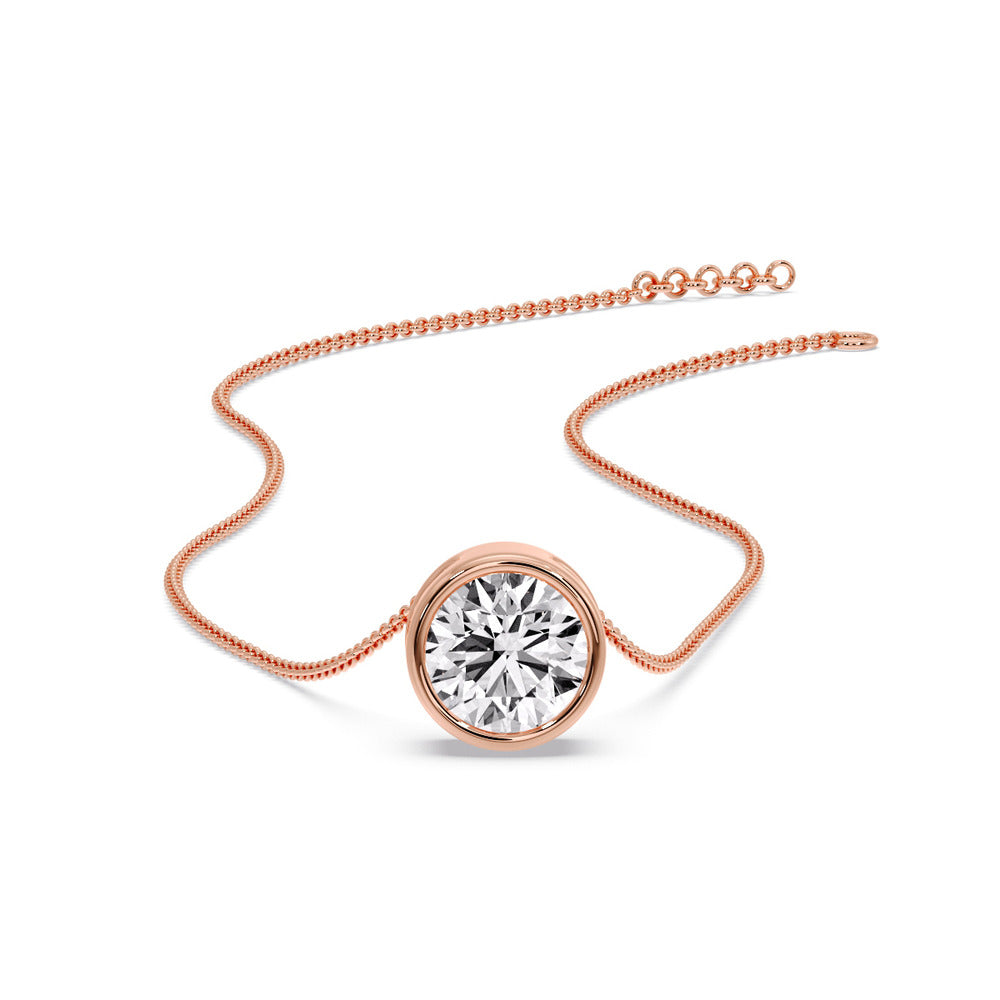 2 Carat Round Bezel Solitaire Diamond Pendant