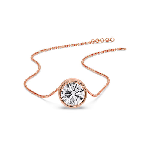 2 Carat Round Bezel Solitaire Diamond Pendant