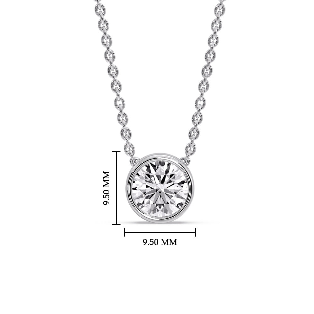 2 Carat Round Bezel Solitaire Diamond Pendant