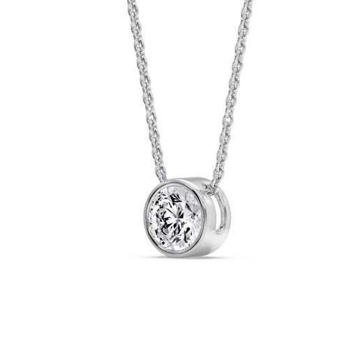 2 Carat Round Bezel Solitaire Diamond Pendant
