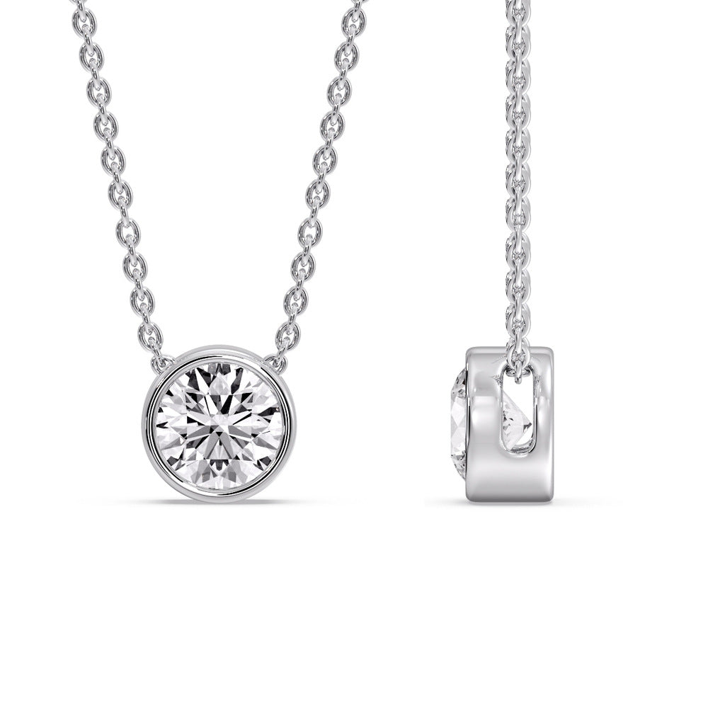 2 Carat Round Bezel Solitaire Diamond Pendant