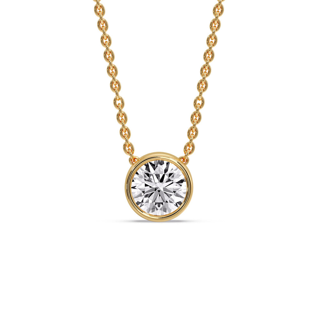 2 Carat Round Bezel Solitaire Diamond Pendant