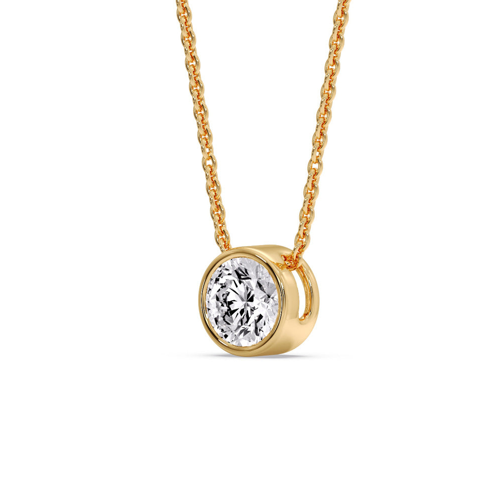 2 Carat Round Bezel Solitaire Diamond Pendant