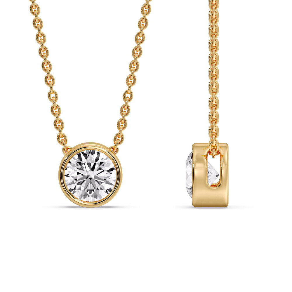2 Carat Round Bezel Solitaire Diamond Pendant