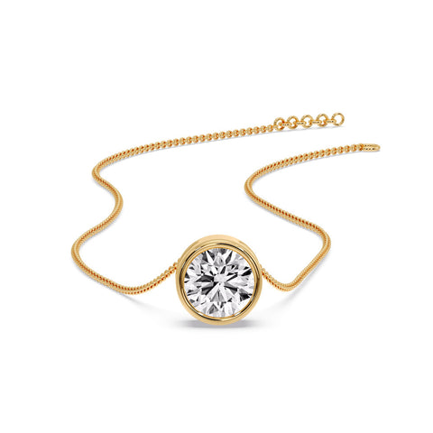 2 Carat Round Bezel Solitaire Diamond Pendant