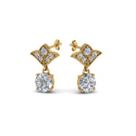 Load image into Gallery viewer, 2-carat-round-drop-antique-design-earring-in-14K-yellow-gold-FDEAR8425-1.0CT-NL-YG
