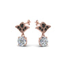 Load image into Gallery viewer, 2-carat-round-drop-antique-design-earring-with-black-diamond-in-14K-rose-gold-FDEAR8425-1.0CTGBLACK-NL-RG