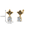 Load image into Gallery viewer, 2-carat-round-drop-antique-design-earring-with-black-diamond-in-14K-yellow-gold-FDEAR8425-1.0CTGBLACK-NL-YG