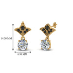 Load image into Gallery viewer, 2-carat-round-drop-antique-design-earring-with-black-diamond-in-14K-yellow-gold-FDEAR8425-1.0CTGBLACK-NL-YG
