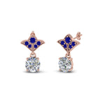 Load image into Gallery viewer, 2-carat-round-drop-antique-design-earring-with-blue-sapphire-in-14K-rose-gold-FDEAR8425-1.0CTGSABL-NL-RG
