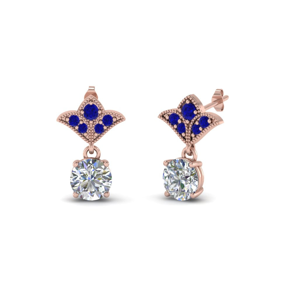 2-carat-round-drop-antique-design-earring-with-blue-sapphire-in-14K-rose-gold-FDEAR8425-1.0CTGSABL-NL-RG