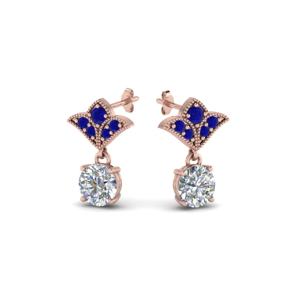 2-carat-round-drop-antique-design-earring-with-blue-sapphire-in-14K-rose-gold-FDEAR8425-1.0CTGSABL-NL-RG