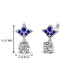 Load image into Gallery viewer, 2-carat-round-drop-antique-design-earring-with-blue-sapphire-in-14K-white-gold-FDEAR8425-1.0CTGSABL-NL-WG
