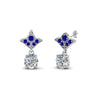 Load image into Gallery viewer, 2-carat-round-drop-antique-design-earring-with-blue-sapphire-in-14K-white-gold-FDEAR8425-1.0CTGSABL-NL-WG
