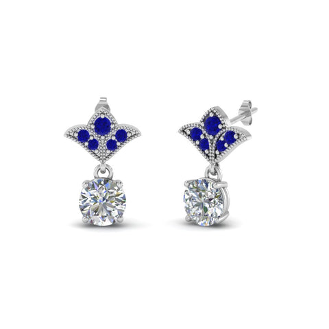 2-carat-round-drop-antique-design-earring-with-blue-sapphire-in-14K-white-gold-FDEAR8425-1.0CTGSABL-NL-WG