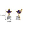 Load image into Gallery viewer, 2-carat-round-drop-antique-design-earring-with-blue-sapphire-in-14K-yellow-gold-FDEAR8425-1.0CTGSABL-NL-YG