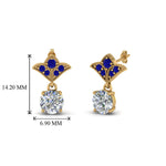Load image into Gallery viewer, 2-carat-round-drop-antique-design-earring-with-blue-sapphire-in-14K-yellow-gold-FDEAR8425-1.0CTGSABL-NL-YG
