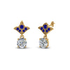 Load image into Gallery viewer, 2-carat-round-drop-antique-design-earring-with-blue-sapphire-in-14K-yellow-gold-FDEAR8425-1.0CTGSABL-NL-YG