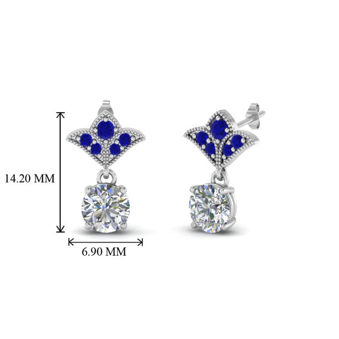 2-carat-round-drop-antique-design-earring-with-blue-sapphire-in-950-Platinum-FDEAR8425-1.0CTGSABL-NL-WG
