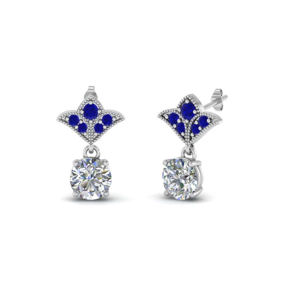 2-carat-round-drop-antique-design-earring-with-blue-sapphire-in-950-Platinum-FDEAR8425-1.0CTGSABL-NL-WG