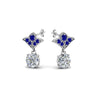 Load image into Gallery viewer, 2-carat-round-drop-antique-design-earring-with-blue-sapphire-in-950-Platinum-FDEAR8425-1.0CTGSABL-NL-WG