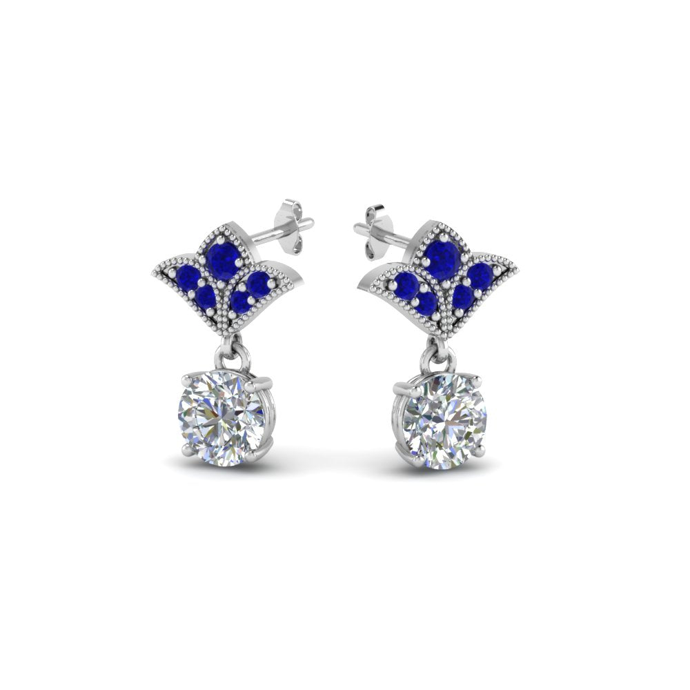 2-carat-round-drop-antique-design-earring-with-blue-sapphire-in-950-Platinum-FDEAR8425-1.0CTGSABL-NL-WG