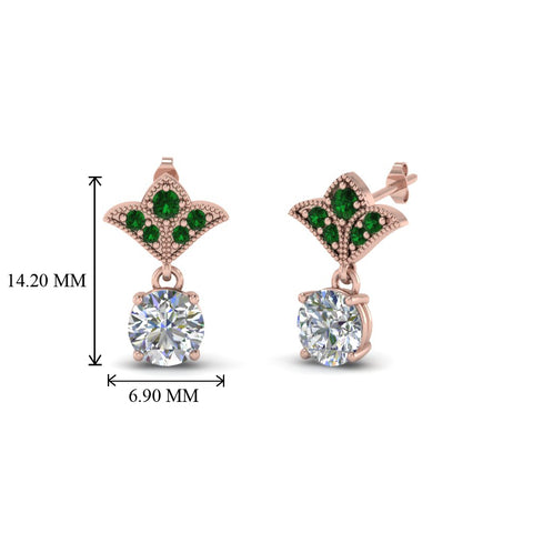 2-carat-round-drop-antique-design-earring-with-emerald-in-14K-rose-gold-FDEAR8425-1.0CTGEMGR-NL-RG
