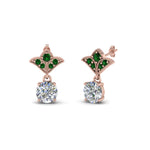 Load image into Gallery viewer, 2-carat-round-drop-antique-design-earring-with-emerald-in-14K-rose-gold-FDEAR8425-1.0CTGEMGR-NL-RG

