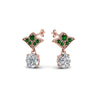 Load image into Gallery viewer, 2-carat-round-drop-antique-design-earring-with-emerald-in-14K-rose-gold-FDEAR8425-1.0CTGEMGR-NL-RG