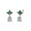 Load image into Gallery viewer, 2-carat-round-drop-antique-design-earring-with-emerald-in-950-Platinum-FDEAR8425-1.0CTGEMGR-NL-WG