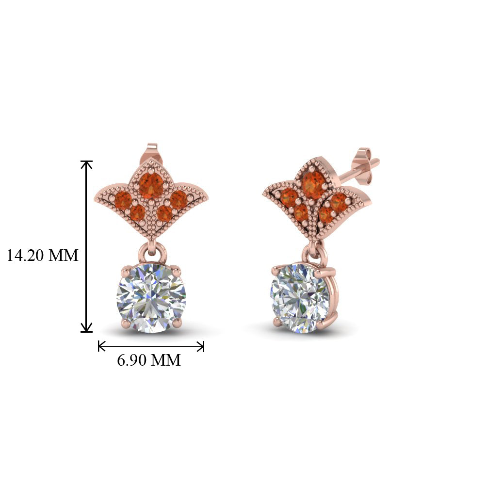2-carat-round-drop-antique-design-earring-with-orange-sapphire-in-14K-rose-gold-FDEAR8425-1.0CTGSAOR-NL-RG