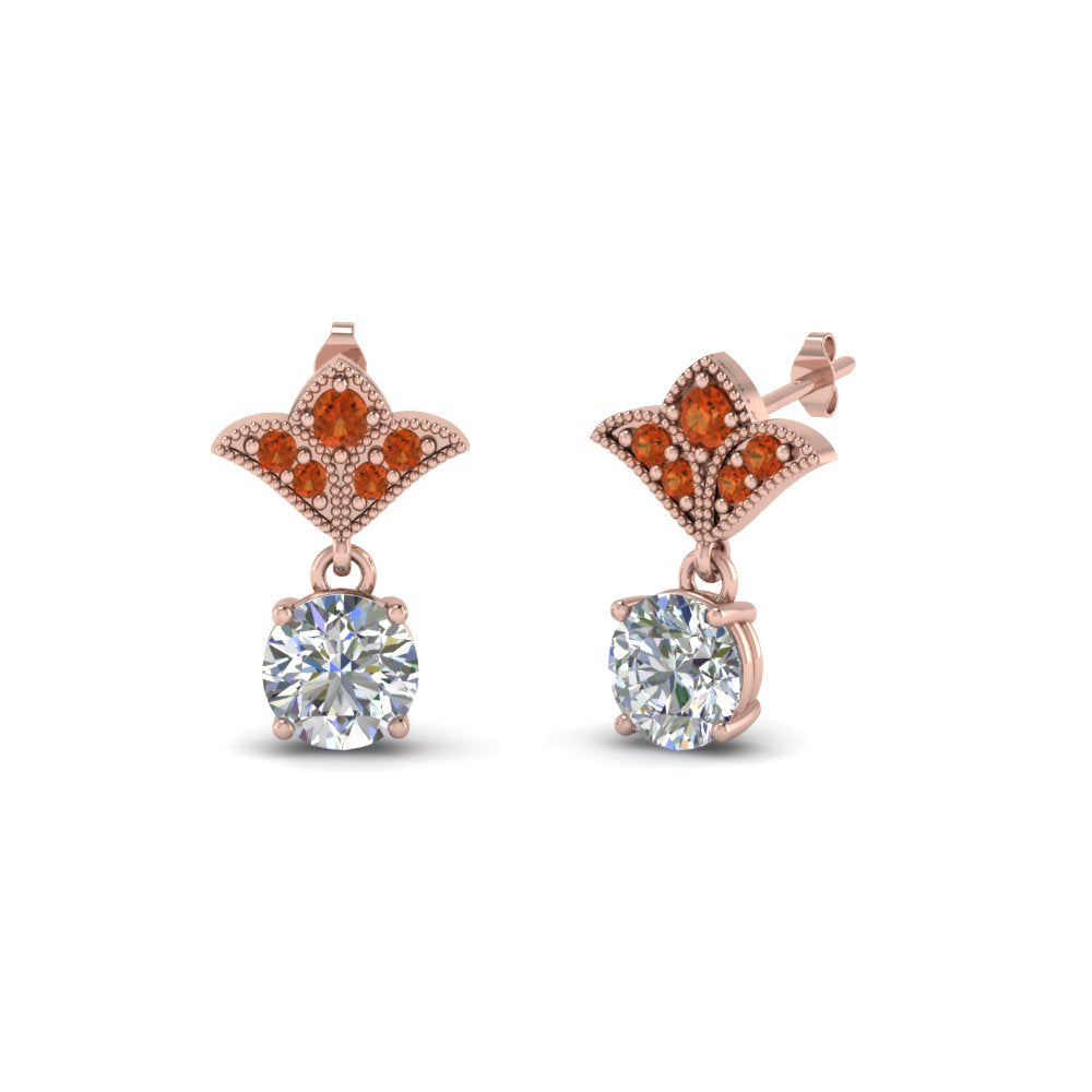 2-carat-round-drop-antique-design-earring-with-orange-sapphire-in-14K-rose-gold-FDEAR8425-1.0CTGSAOR-NL-RG