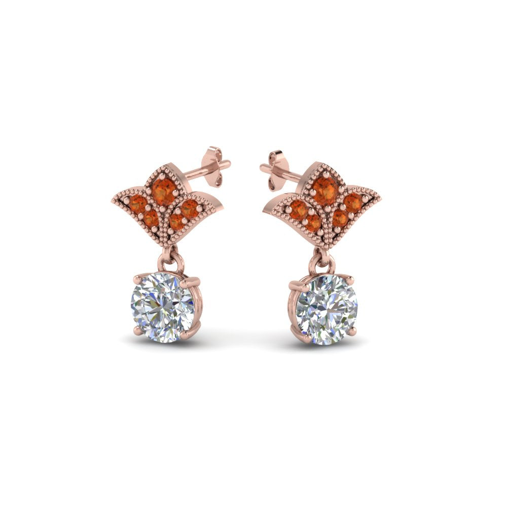 2-carat-round-drop-antique-design-earring-with-orange-sapphire-in-14K-rose-gold-FDEAR8425-1.0CTGSAOR-NL-RG
