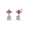 Load image into Gallery viewer, 2-carat-round-drop-antique-design-earring-with-orange-sapphire-in-14K-white-gold-FDEAR8425-1.0CTGSAOR-NL-WG