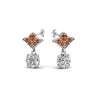Load image into Gallery viewer, 2-carat-round-drop-antique-design-earring-with-orange-sapphire-in-14K-white-gold-FDEAR8425-1.0CTGSAOR-NL-WG