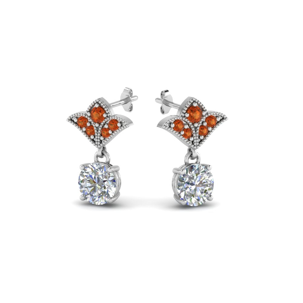 2-carat-round-drop-antique-design-earring-with-orange-sapphire-in-14K-white-gold-FDEAR8425-1.0CTGSAOR-NL-WG