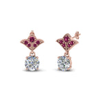 Load image into Gallery viewer, 2-carat-round-drop-antique-design-earring-with-pink-sapphire-in-14K-rose-gold-FDEAR8425-1.0CTGSADRPI-NL-RG

