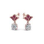 Load image into Gallery viewer, 2-carat-round-drop-antique-design-earring-with-pink-sapphire-in-14K-rose-gold-FDEAR8425-1.0CTGSADRPI-NL-RG
